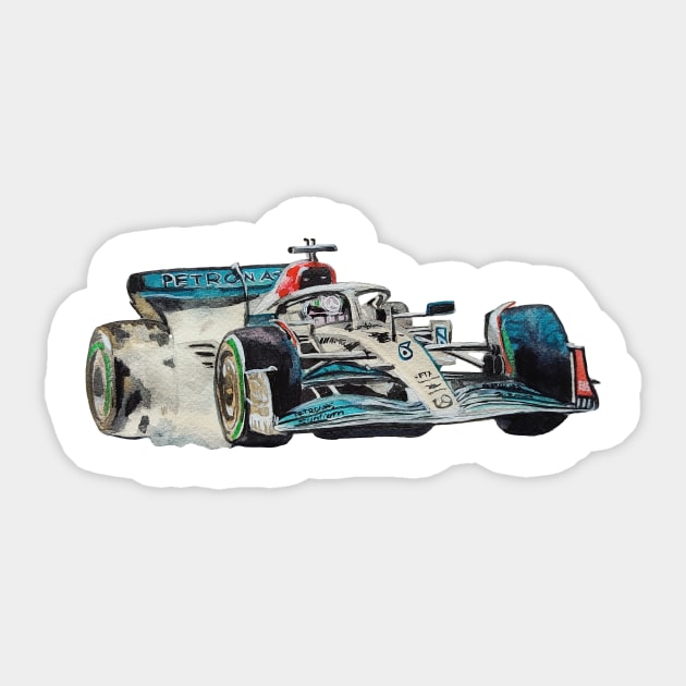 Racing Car in watercolours pattern illustration, Formula 1 watercolours Sticker by Ala Lopatniov